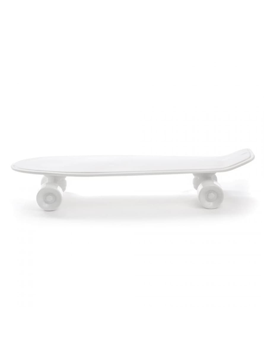 Seletti Porcelain Tray Memorabilia-Skateboard cm.58x15 h.11 - white