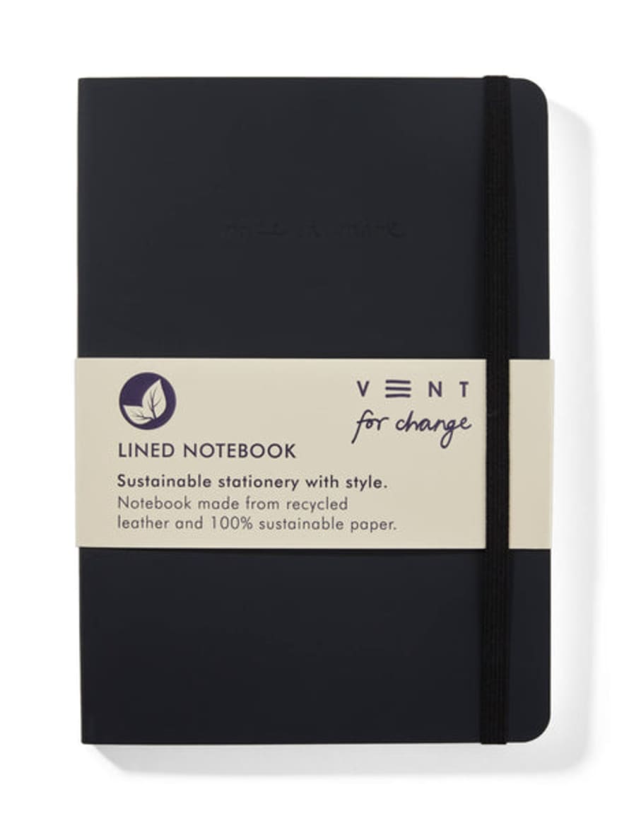 VENT for change Recycled Leather A5 Lined Notebook – Charcoal Grey