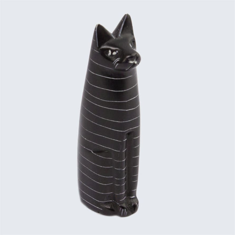 AARVEN Soapstone Hand Carved Cats 'Black'
