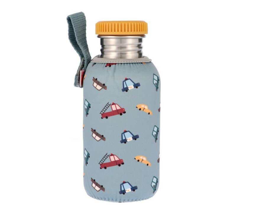 Tutete 500ml Steel Bottle with Vintage Cars Print Cover