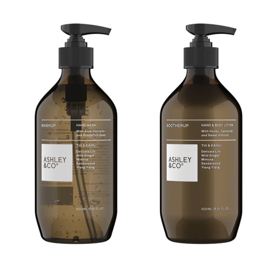 Ashley & Co Set of 2 500ml Tui and Kahili Pair Up Hand Wash and Lotion 