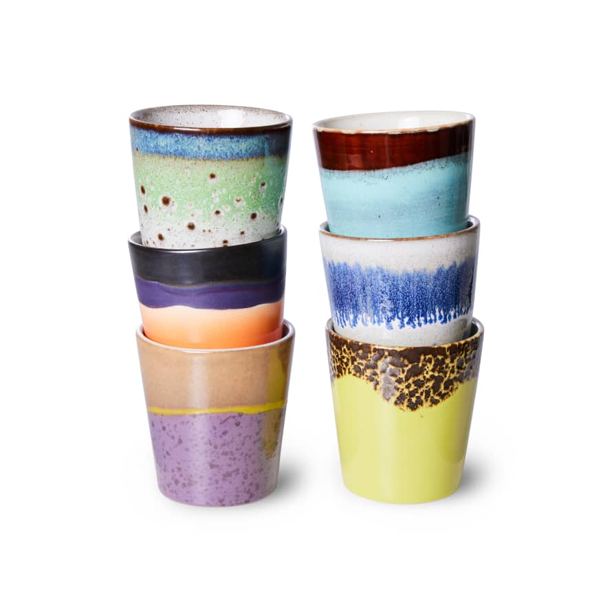 HKliving 70s Ceramics Handleless Coffee Mug - Pluto Set of 6