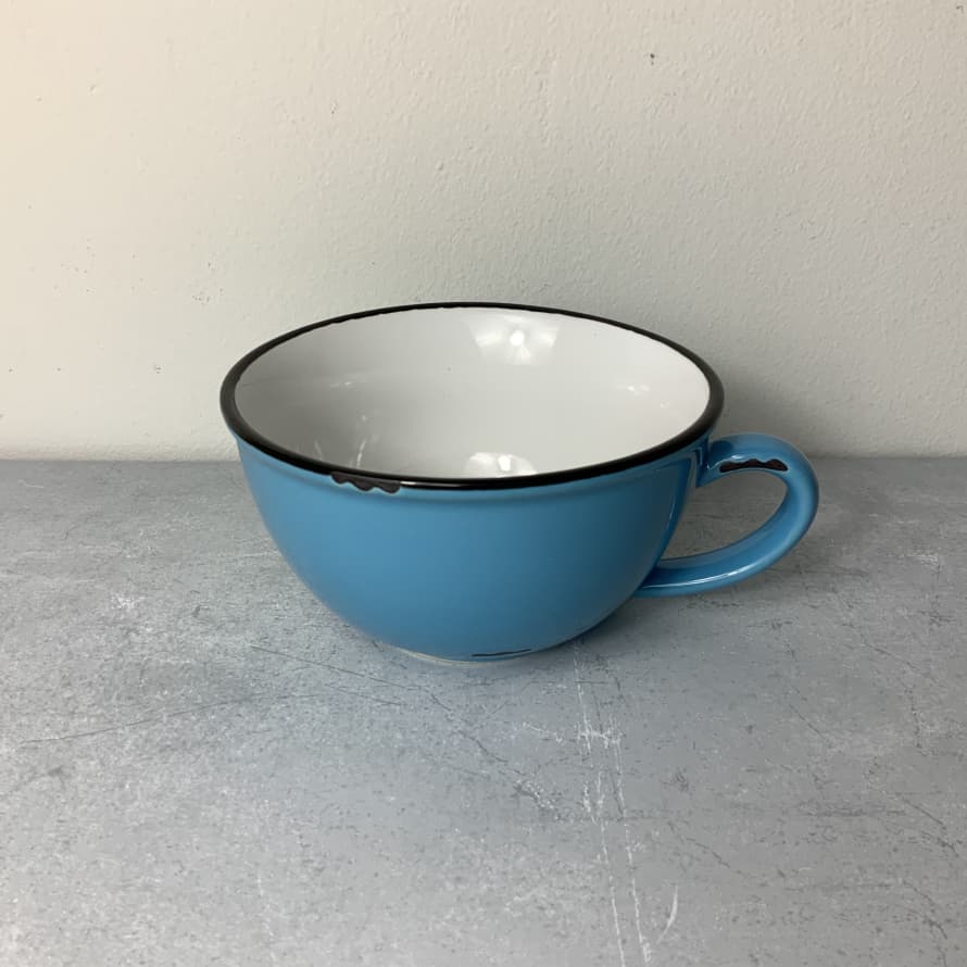 Canvas Home Teal Cafe Au Lait Vintage Inspired Tinware Mug