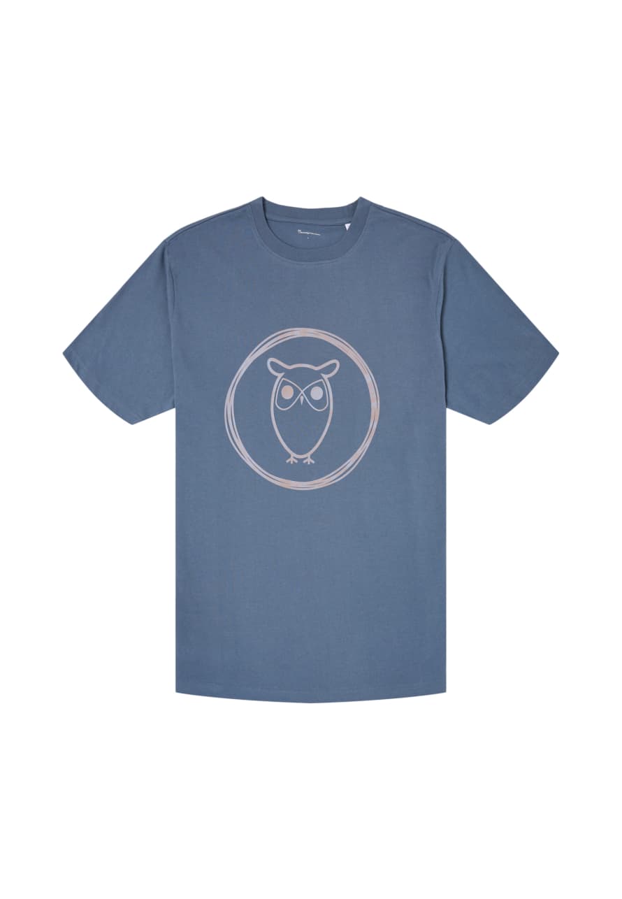 Knowledge Cotton Apparel  10715 Owl T-Shirt China Blue