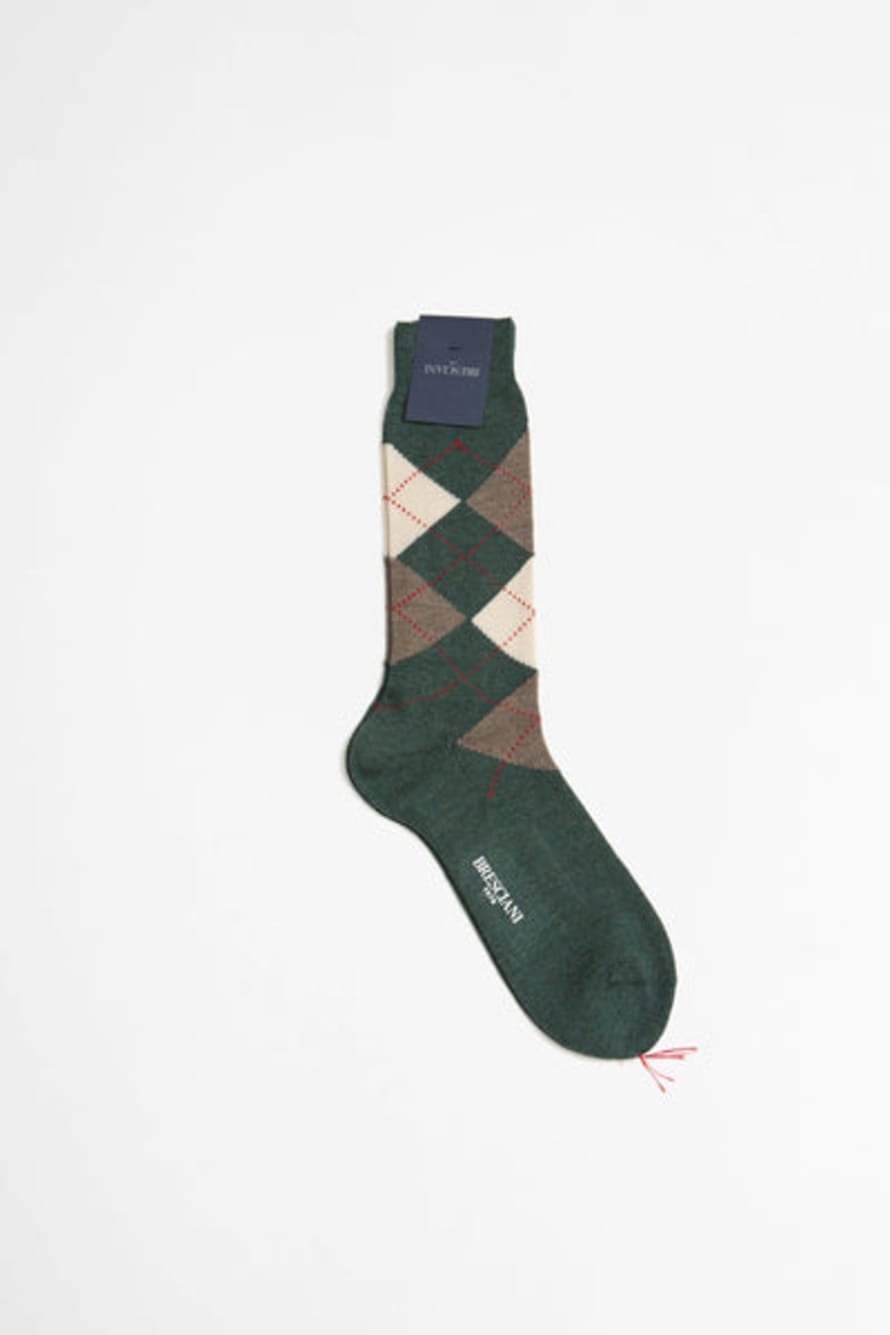 Bresciani Wool Blend Short Socks Abete/multicolor