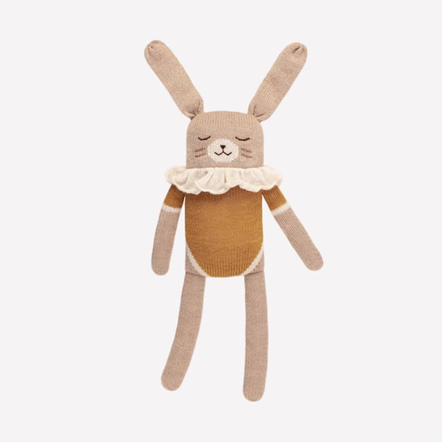 Main Sauvage Grand Doudou Lapin Maillot Ocre