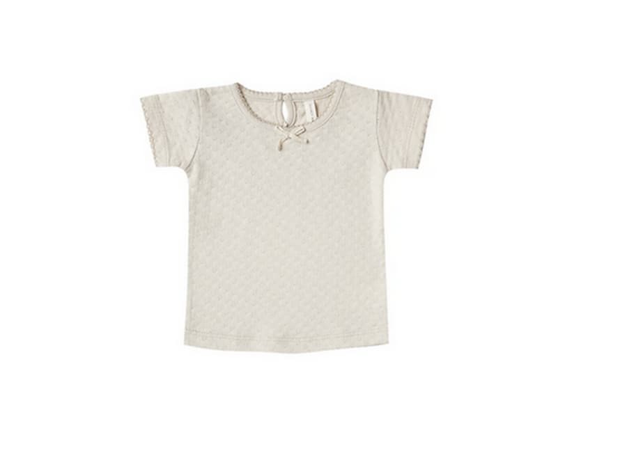Quincy Mae T-shirt Manches Courtes Pointelle Natural