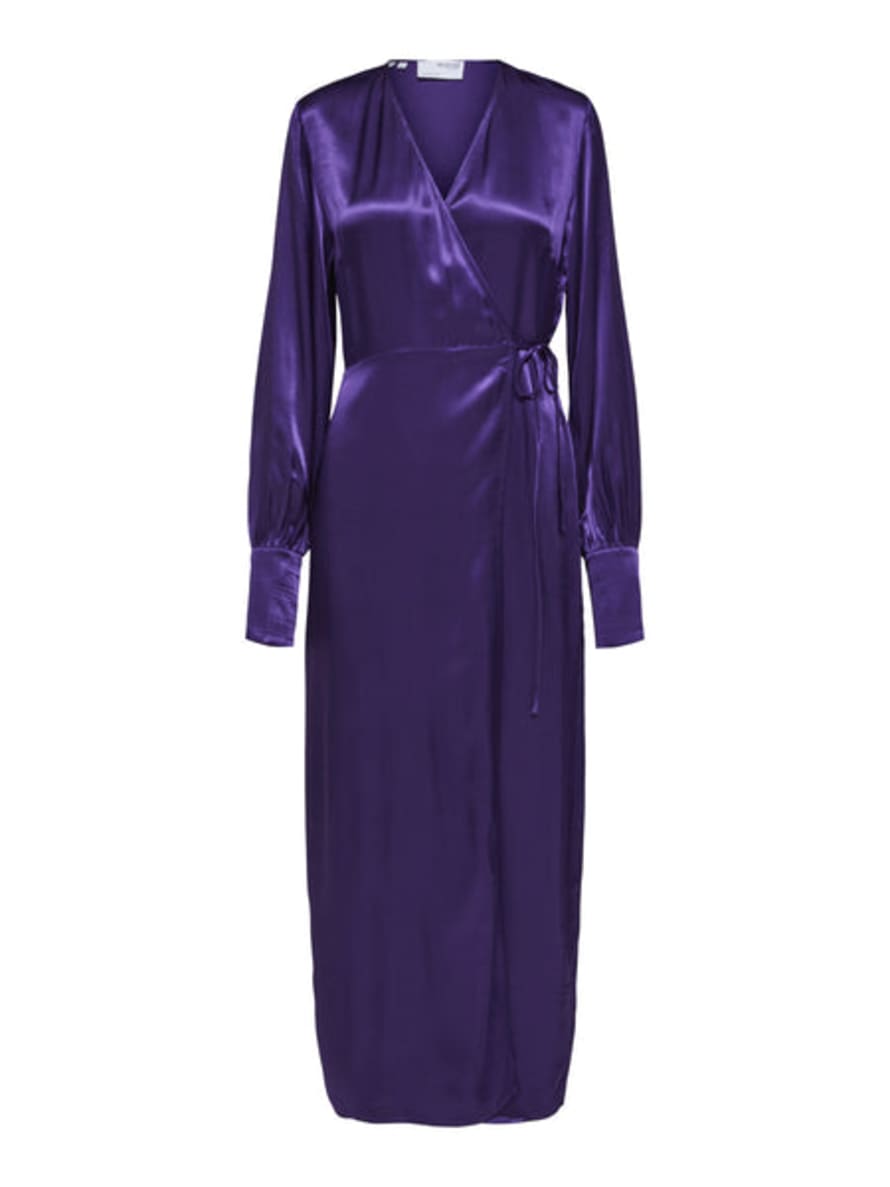 Selected Femme Ankle Wrap Dress In Acai