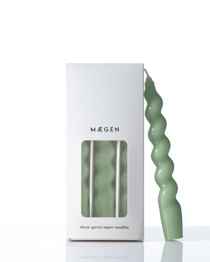 Maegen Pack of 3 Sage Spiral Taper Candle