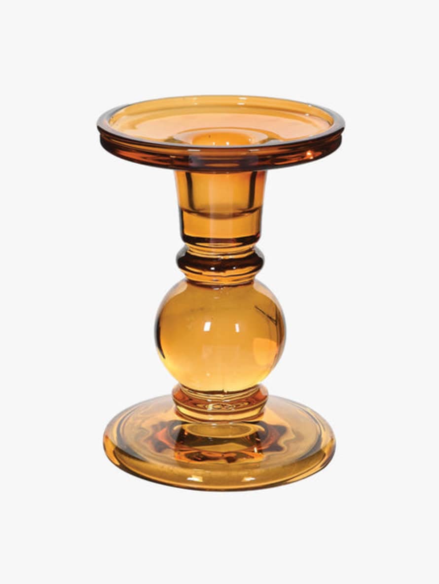 Coach House Tall Amber Glass Candleholder