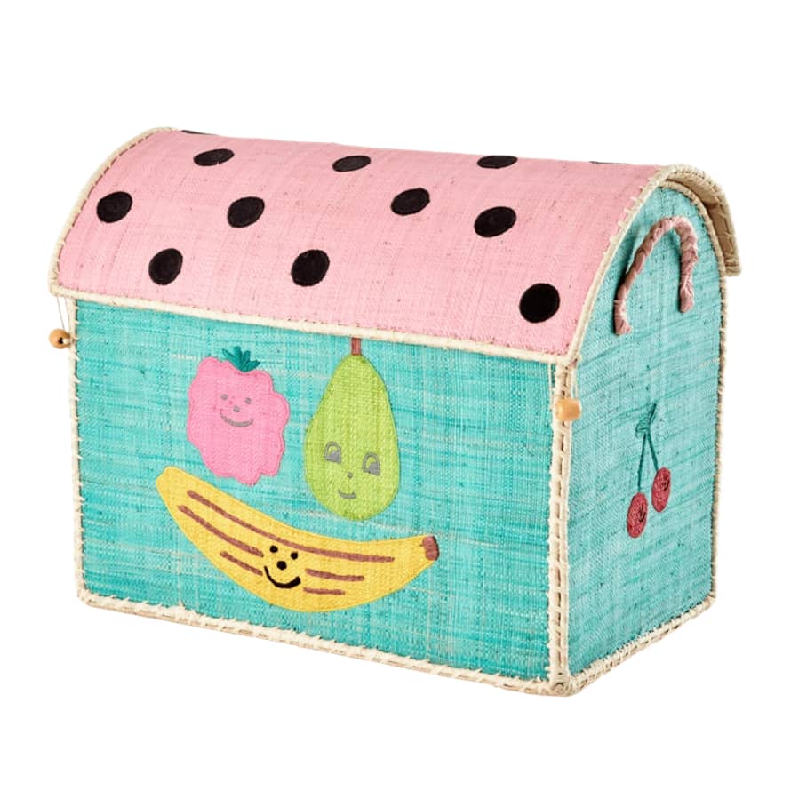 rice Medium Fruit Theme Raffia Play & Toy Storage Basket - Rice Dk