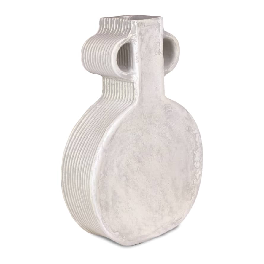 GERT SNEL Vase white ribbed small, 38x14x55 cm