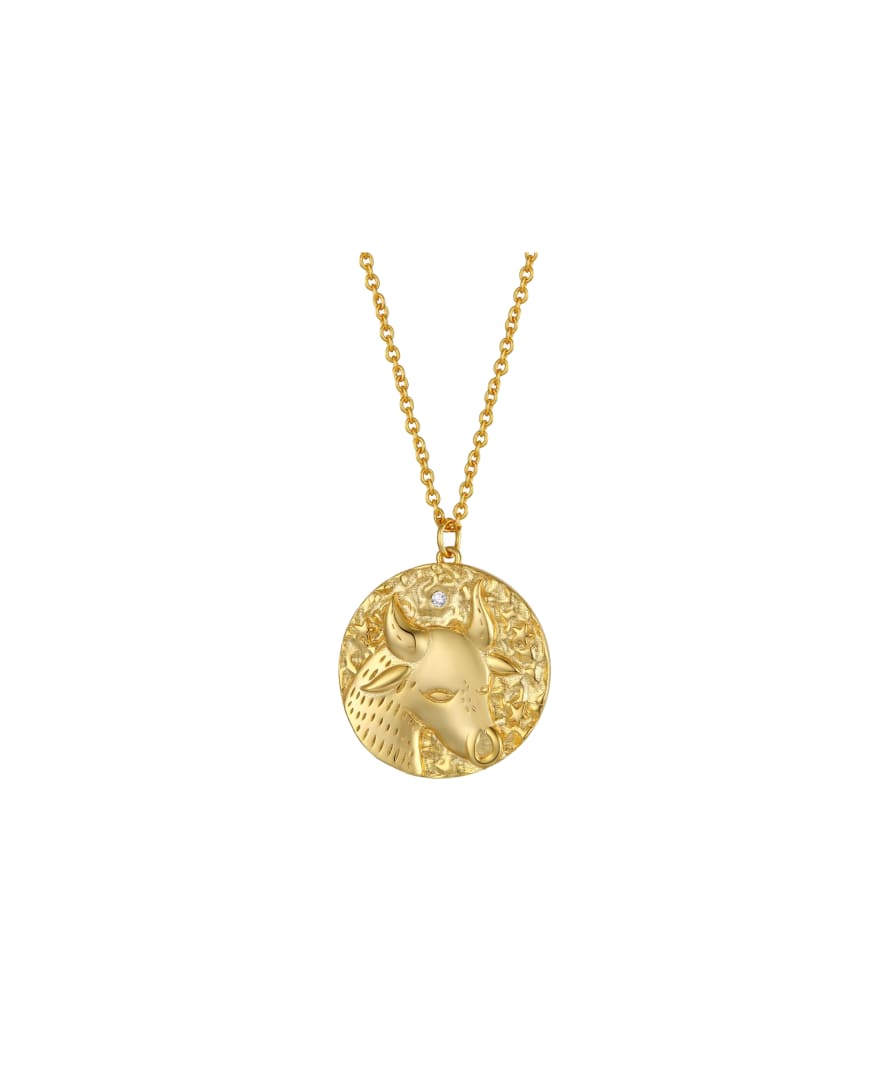 by bottega Taurus Zodiac Double Sided Coin Pendant Necklace