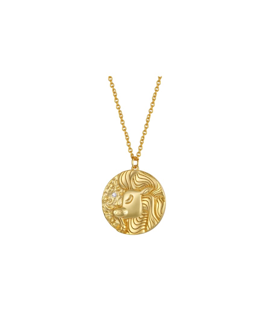 by bottega Leo Zodiac Double Sided Coin Pendant Necklace