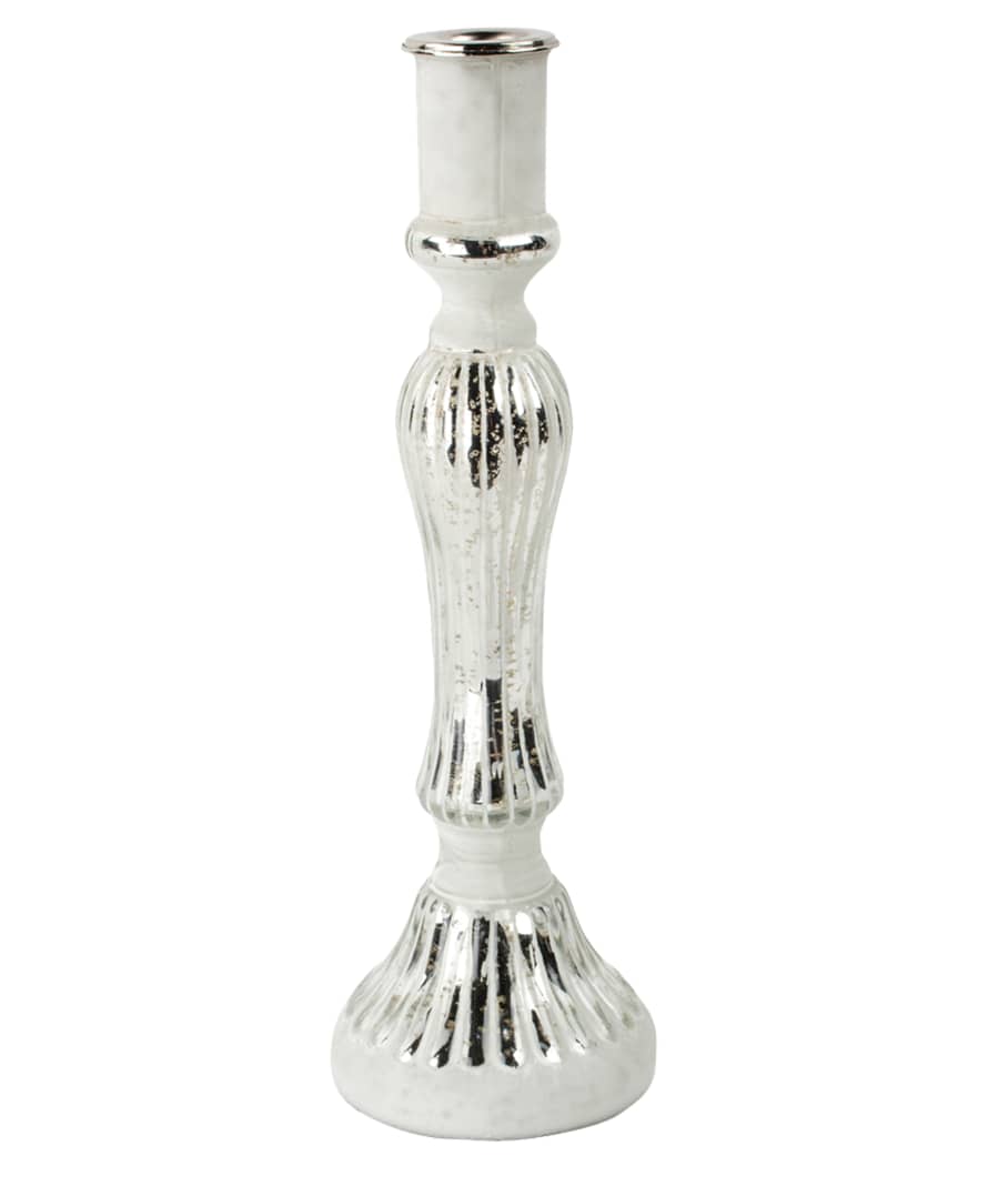 Grand Illusions Antique Silver Glass Candlestick