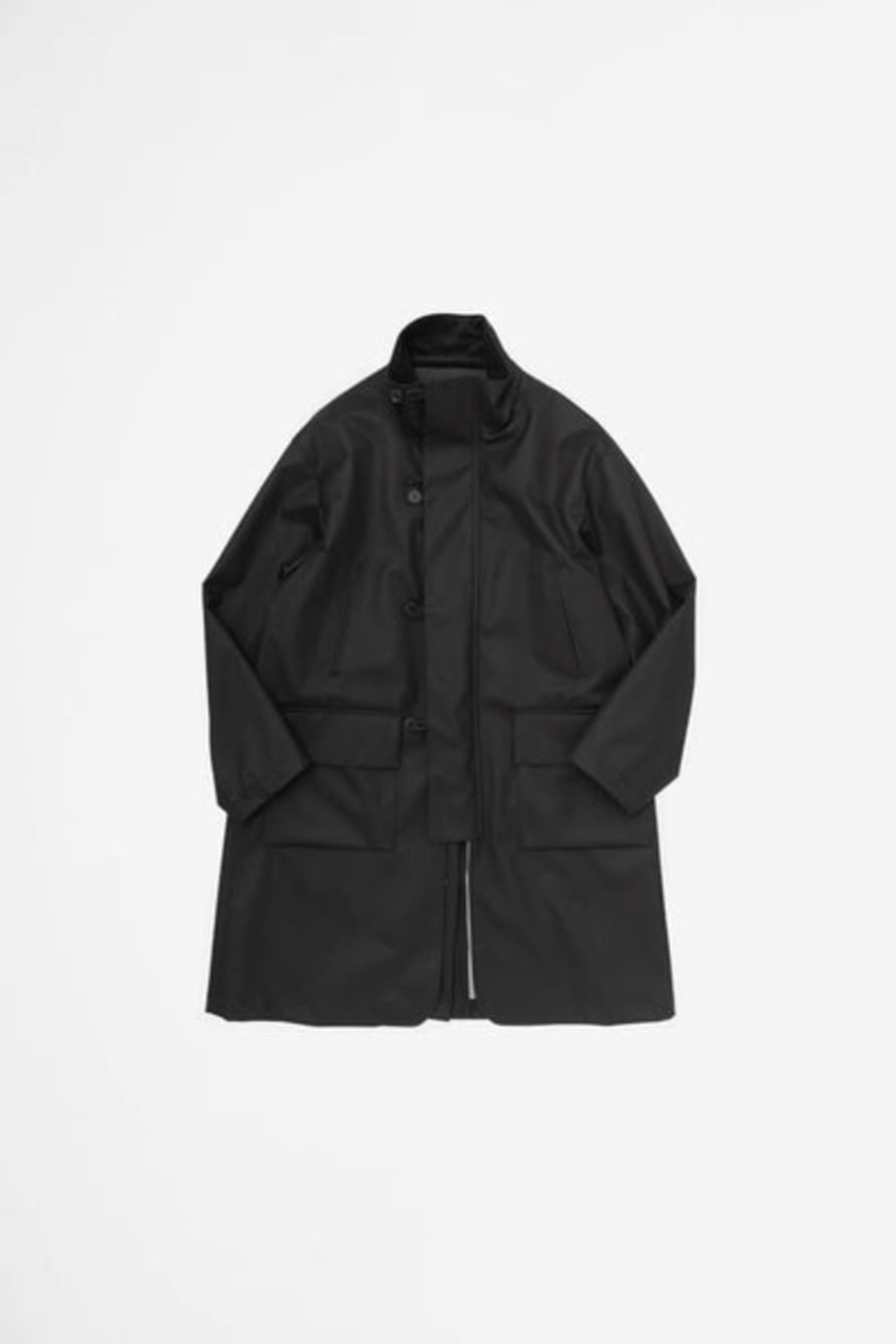 Still By Hand 3-layer Stand Collar Coat Black