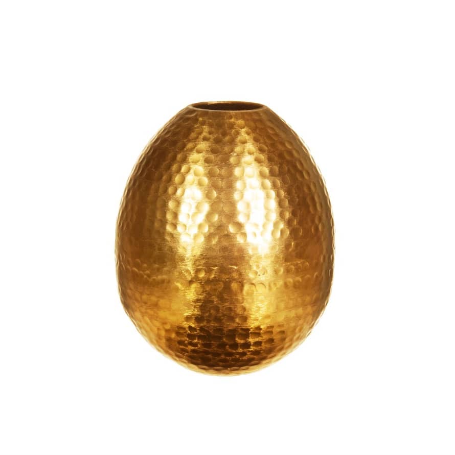 Sass & Belle  Hammered Gold Metal Oval Vase