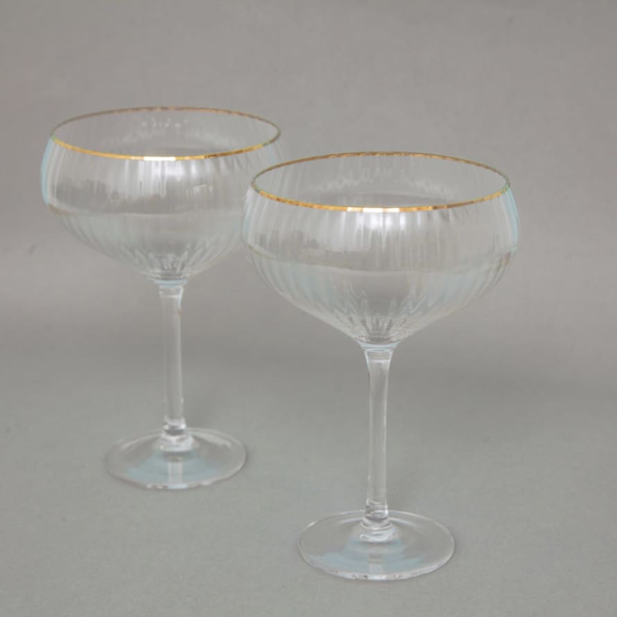 McGowan & Rutherford Gold Rimmed Champagne Coupe Glass 