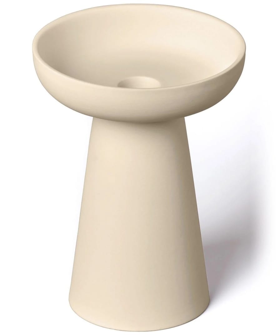 Aery Porcini Candle Holder in Cream Matte Clay - Large
