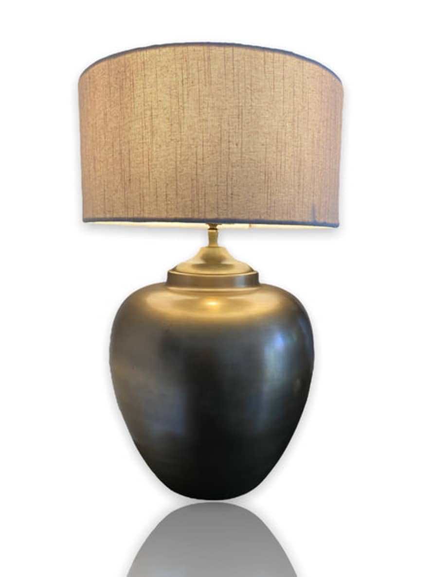 Window Dressing the Soul - Home Deimas Lamp - Antique Brass Finish - Linen Shade
