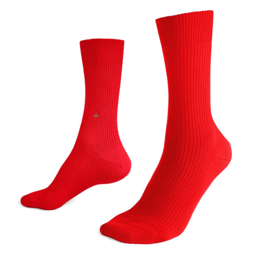 Dueple Crew Rib Merino - Racing Red Socks