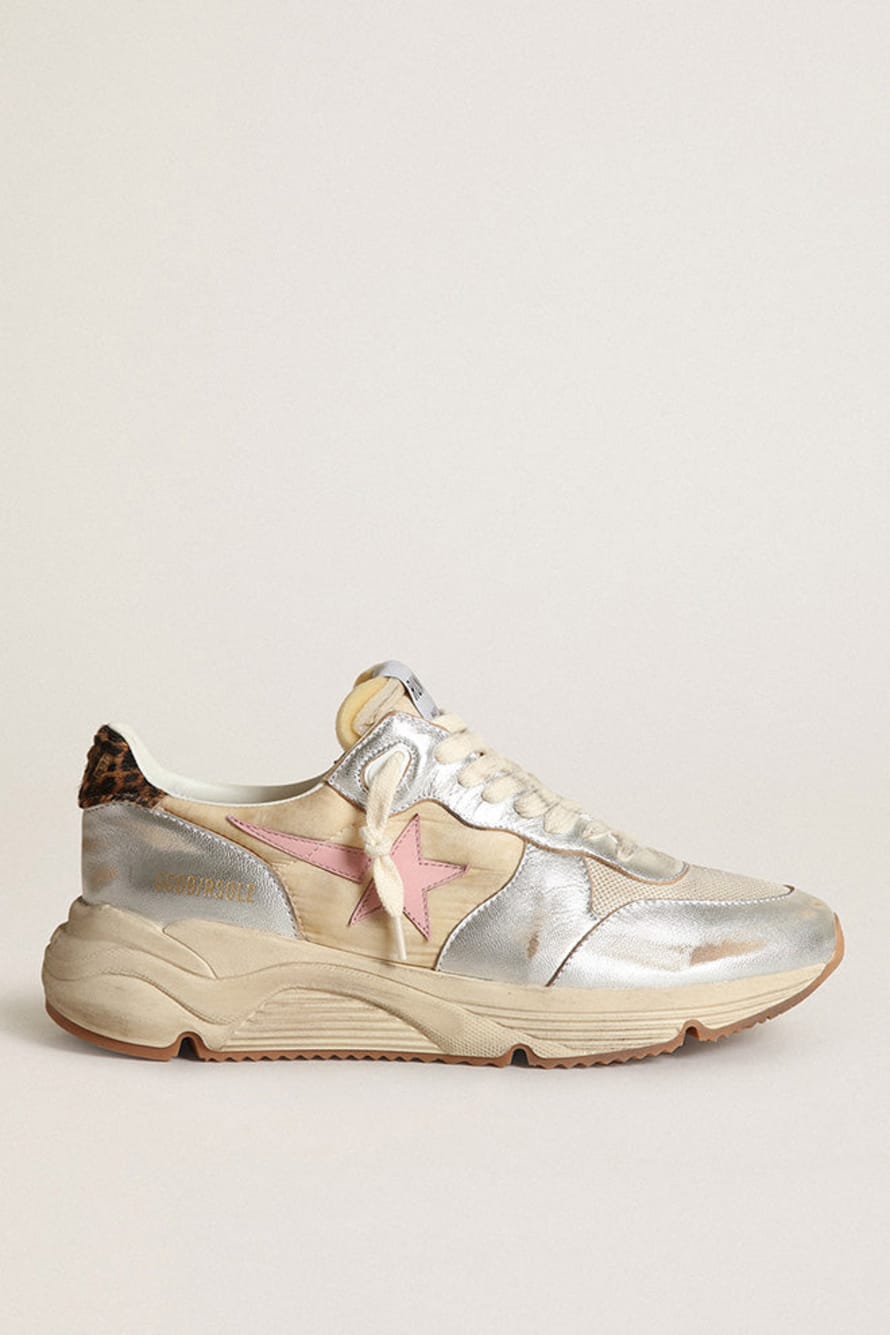 Golden Goose Deluxe Brand Golden Goose Running Sole Nylon And Laminated Upper And Spur Net Toe Box Leather Star Leo Horsy Heel