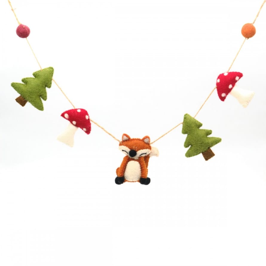 Sjaal met Verhaal Wool Felt Garland - Forest theme Fox