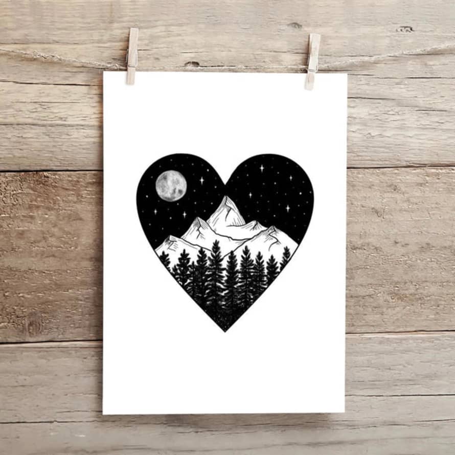 Page Illustrations Heart Mountain A4 Print