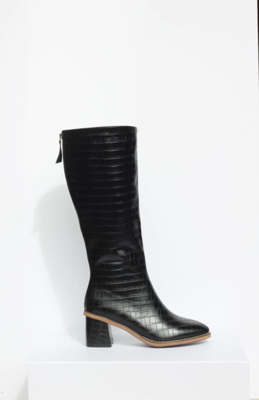 Collection & Co Giulia, Black Croc Knee High Boots