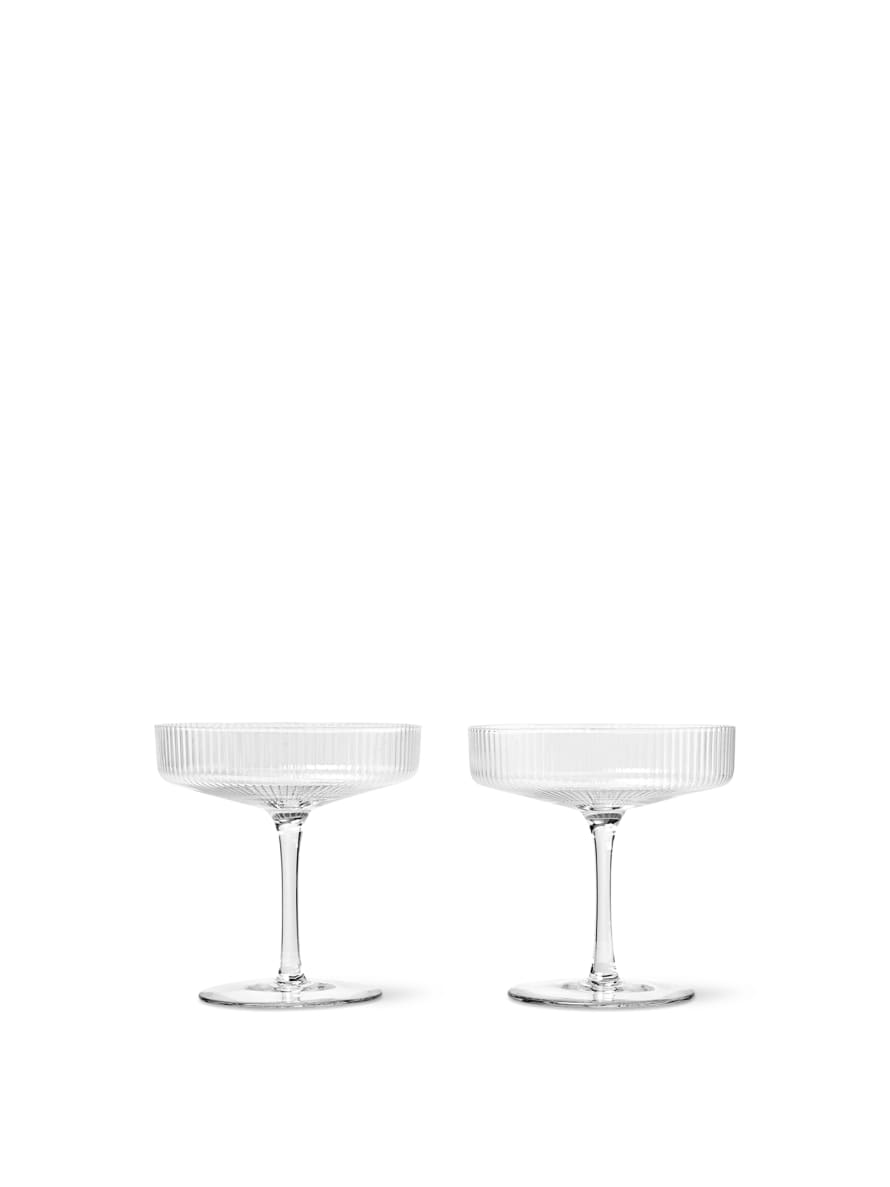 Ferm Living Set of 2 Ripple Champagne Glasses - Clear
