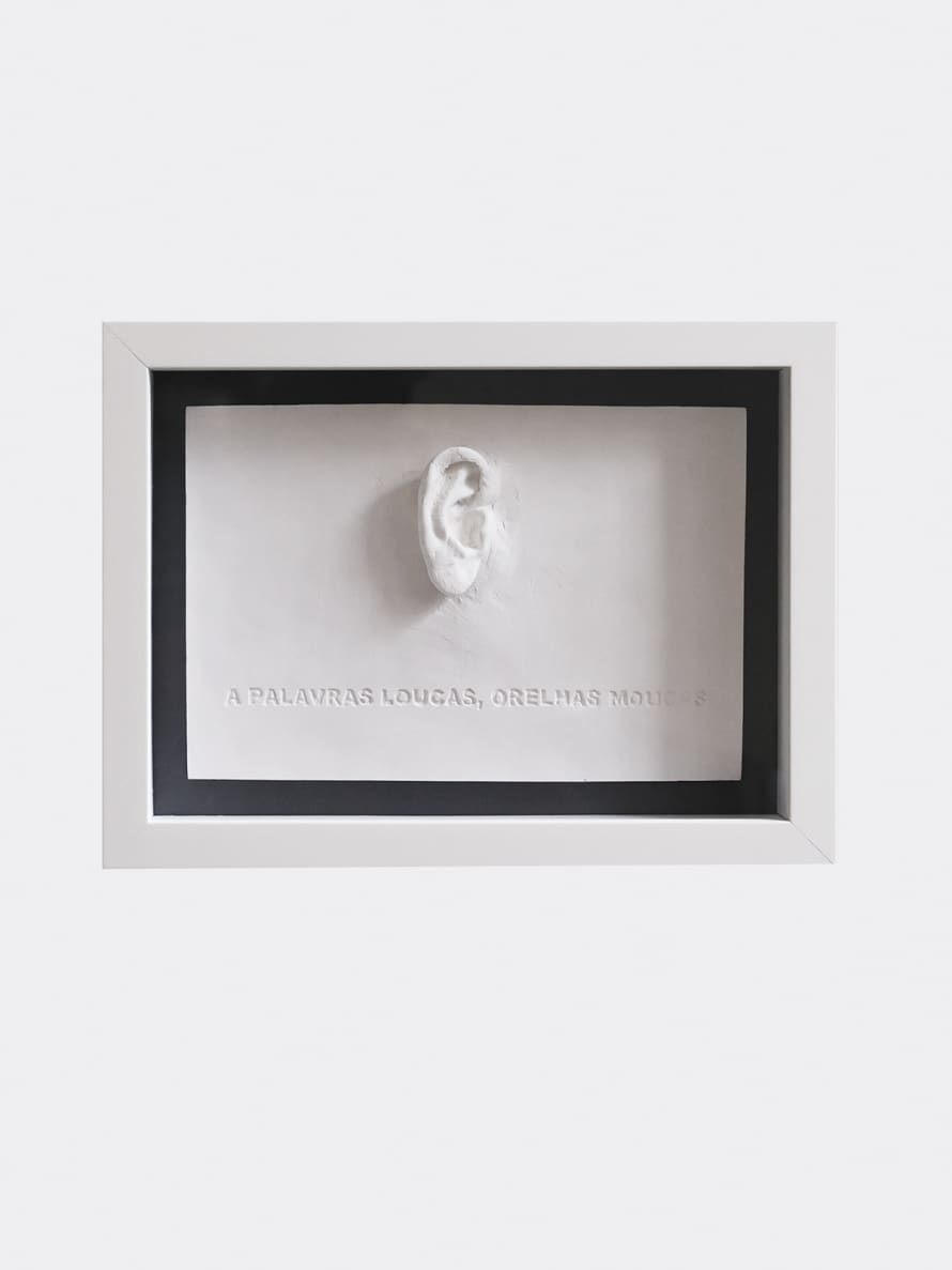 Iva Viana Frame With Plaster Art Piece "Crazy Words, Deaf Ears" Design By Iva Viana