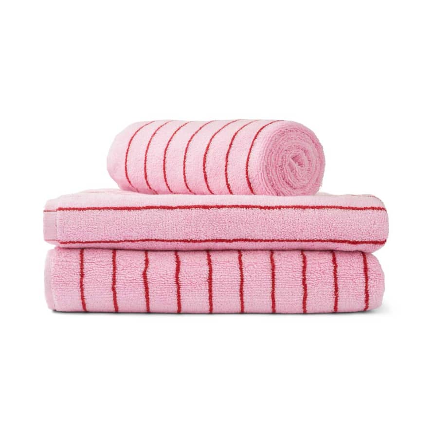 bongusta Naram Bath Sheet Towel - Baby Pink & Ski Patrol Red