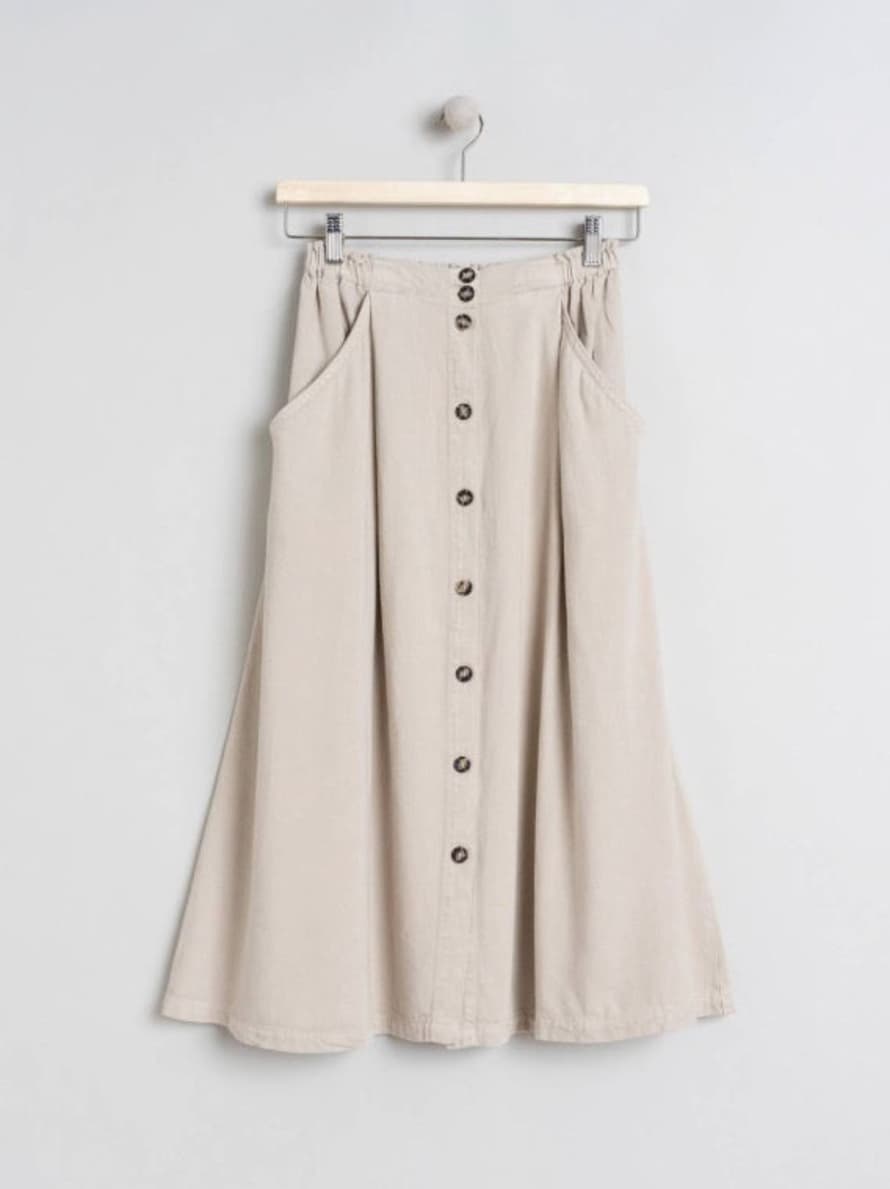 Indi&Cold M Stone Grey Linen EVASE Skirt
