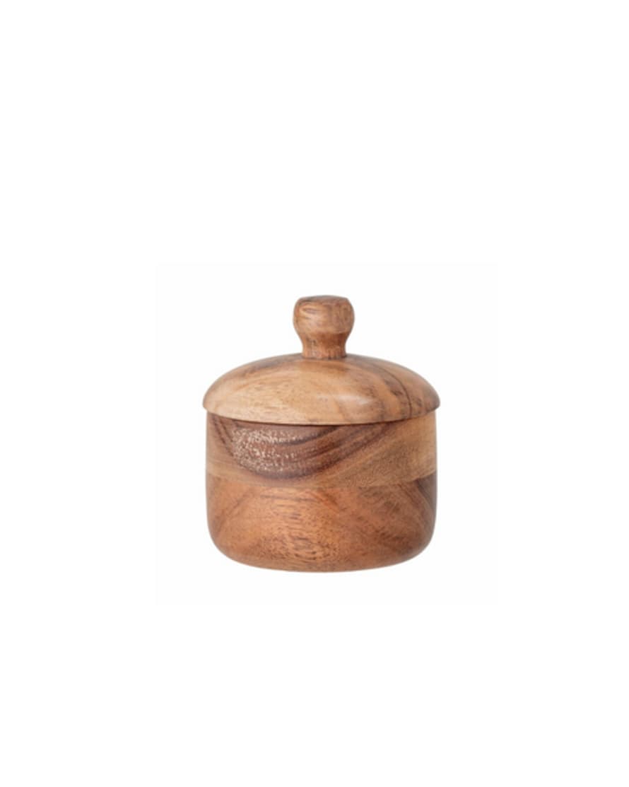 Bloomingville Small Wooden Pot With Lid