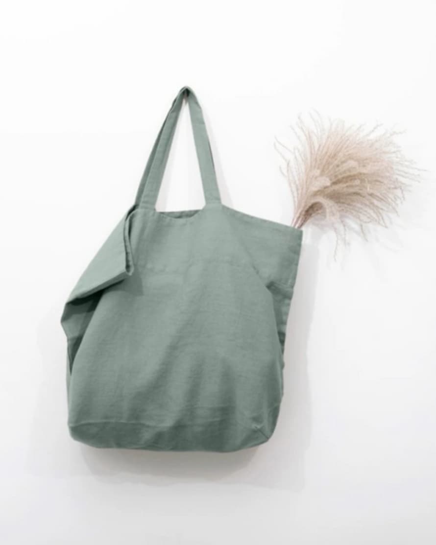 The Find Store Linen Shopper Bag - Green