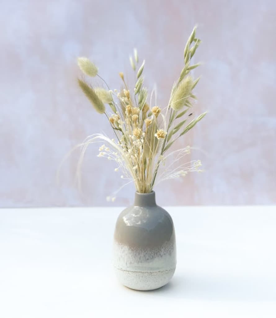 Haus of Botanica Dried Flowers & Vase- Soft Grey