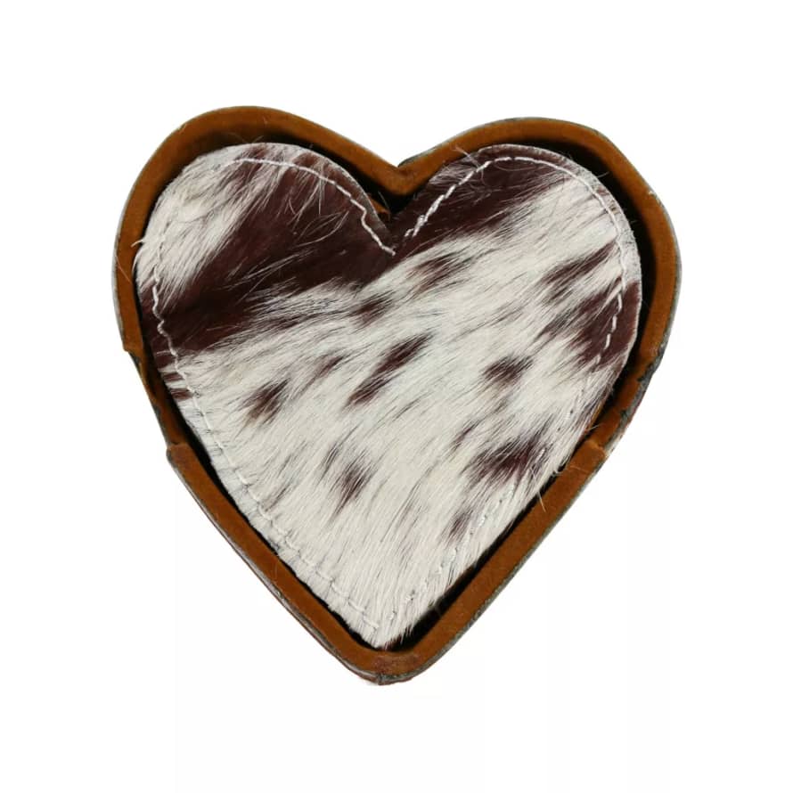 Mars & More Coaster Cow Heart Brown/White 
