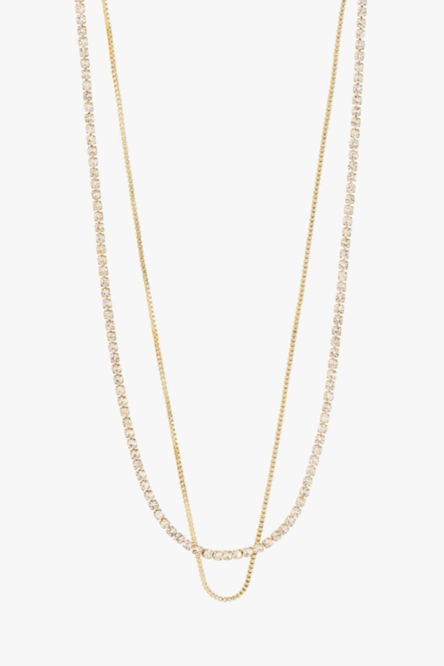 Pilgrim Mille Crystal 2 In 1 Necklace In Gold
