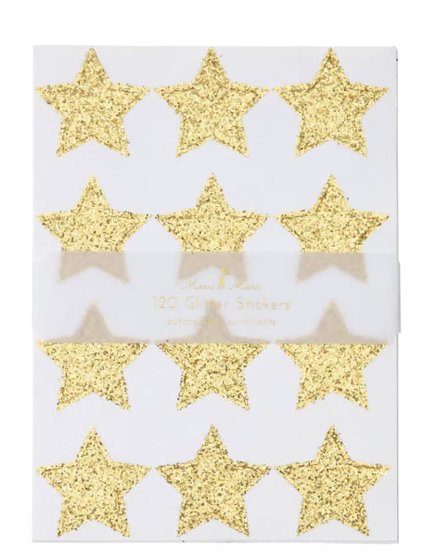 Meri Meri Gold Glitter Stars Sticker Sheets (x 10 Sheets)