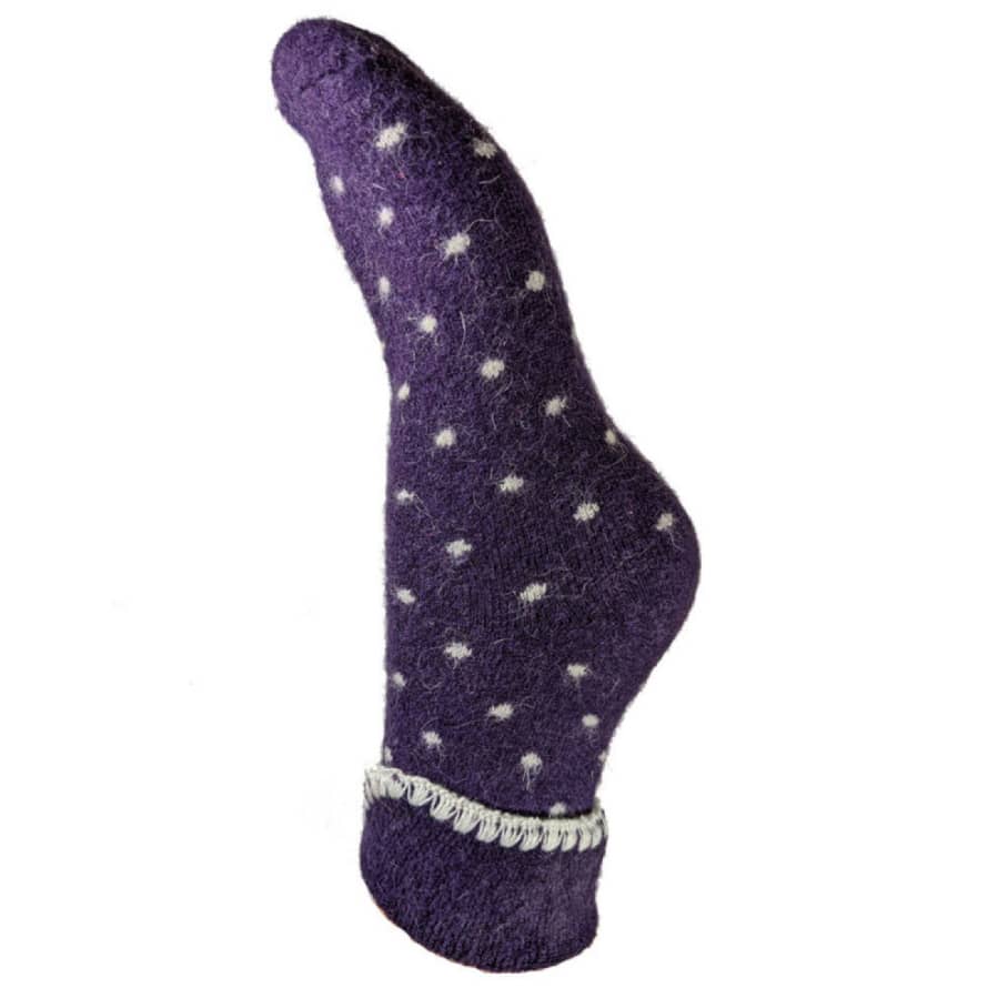 Joya Purple with Cream Dots Cuff Socks