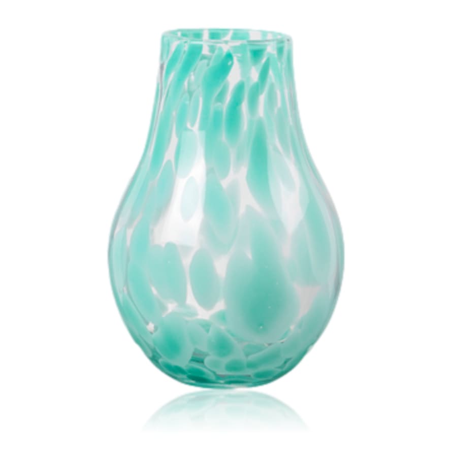 Broste Copenhagen Ada Spot Vase Mouthblown Glass Turquoise