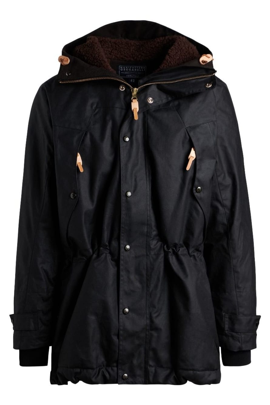 Trouva: Manifattura Ceccarelli Long Mountain Jacket Black Brown Lining