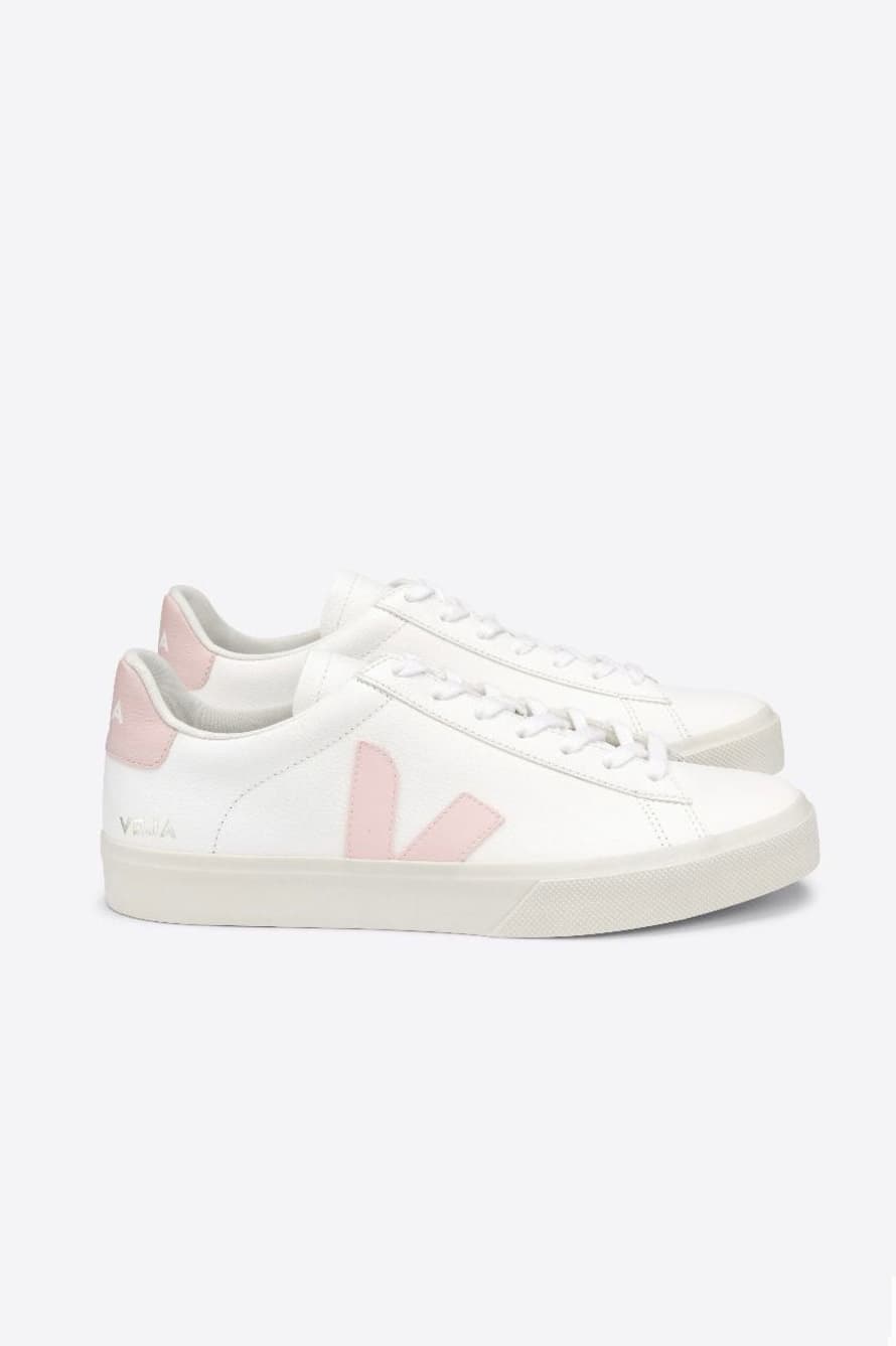 Veja White Petale Campo Chromefree Leather Trainer Womens