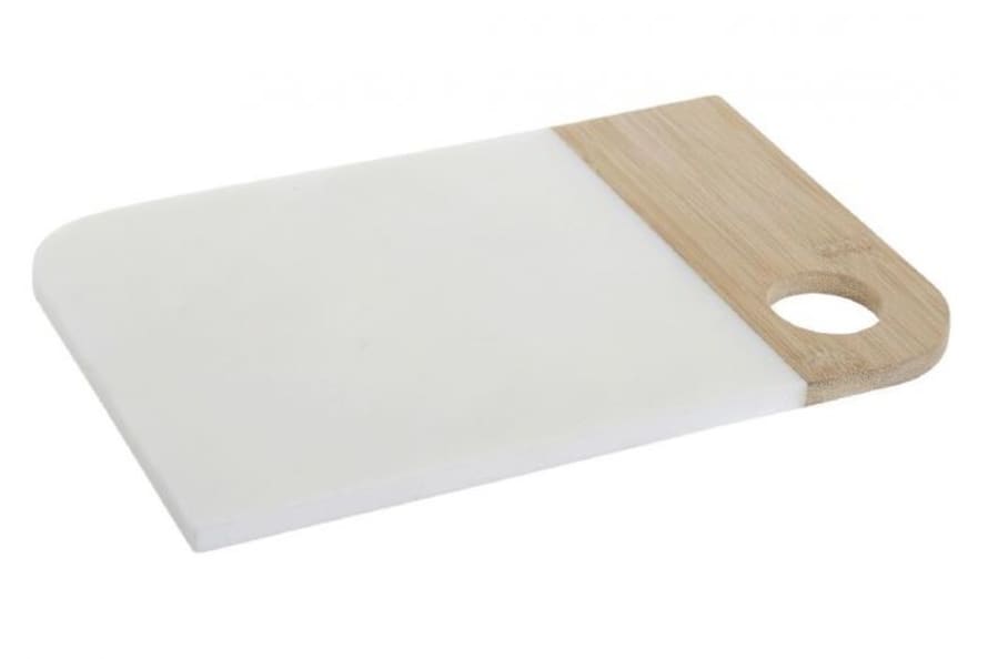 Item Internacional White Marble and Bamboo Cutting Board