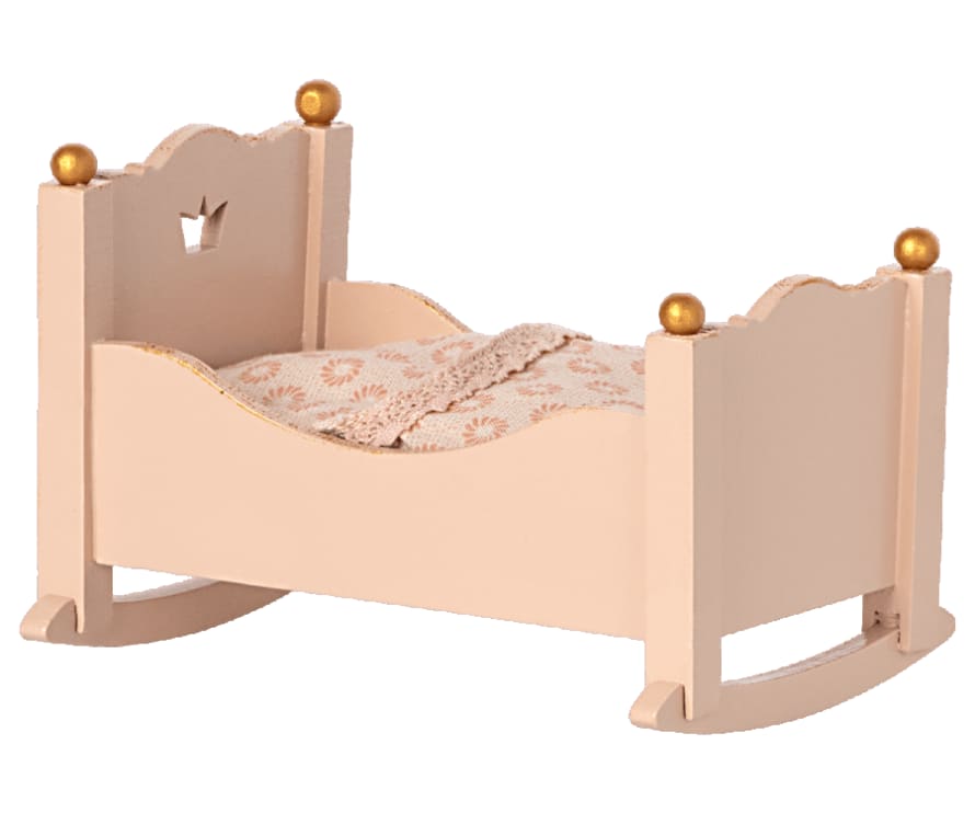 Maileg Cradle, Baby Mouse - Pink