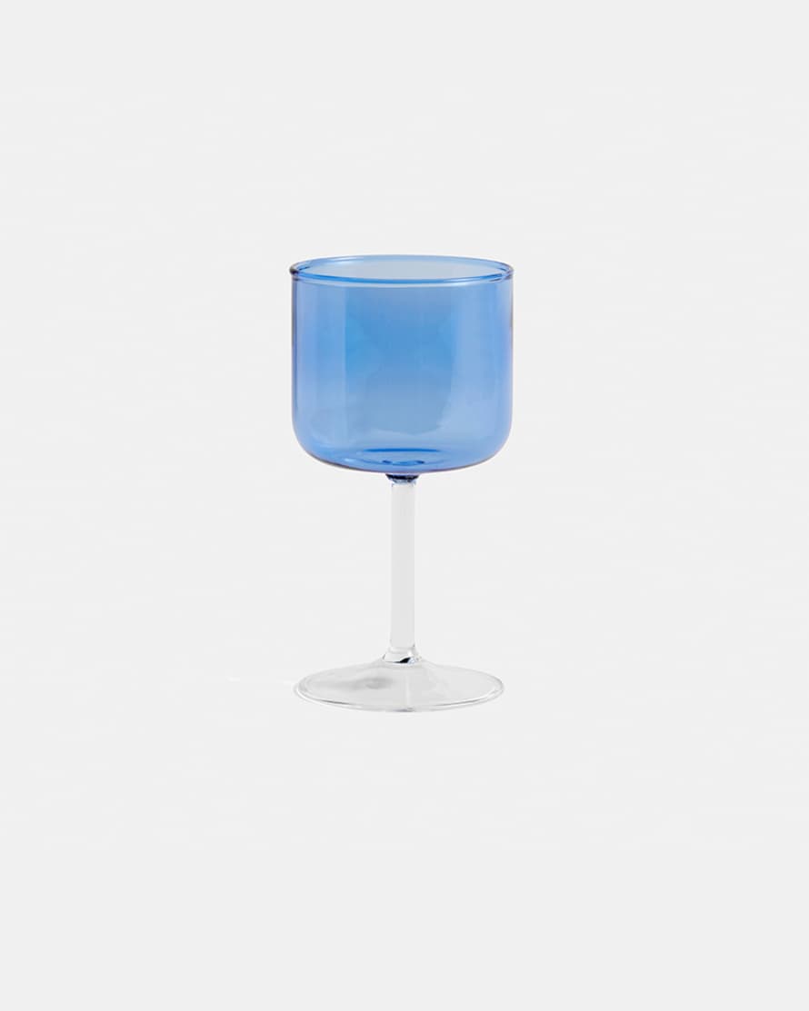 HAY Set of 2 Blue and Clear Tint Wine Glasses