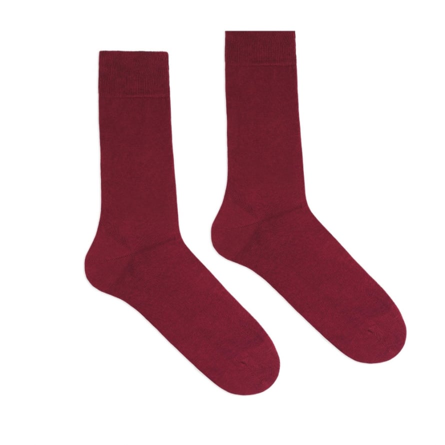 Klue France Klue Organic Cotton Solid Colour Socks In Burgundy Size Eu 36-40 Uk 3-6.5