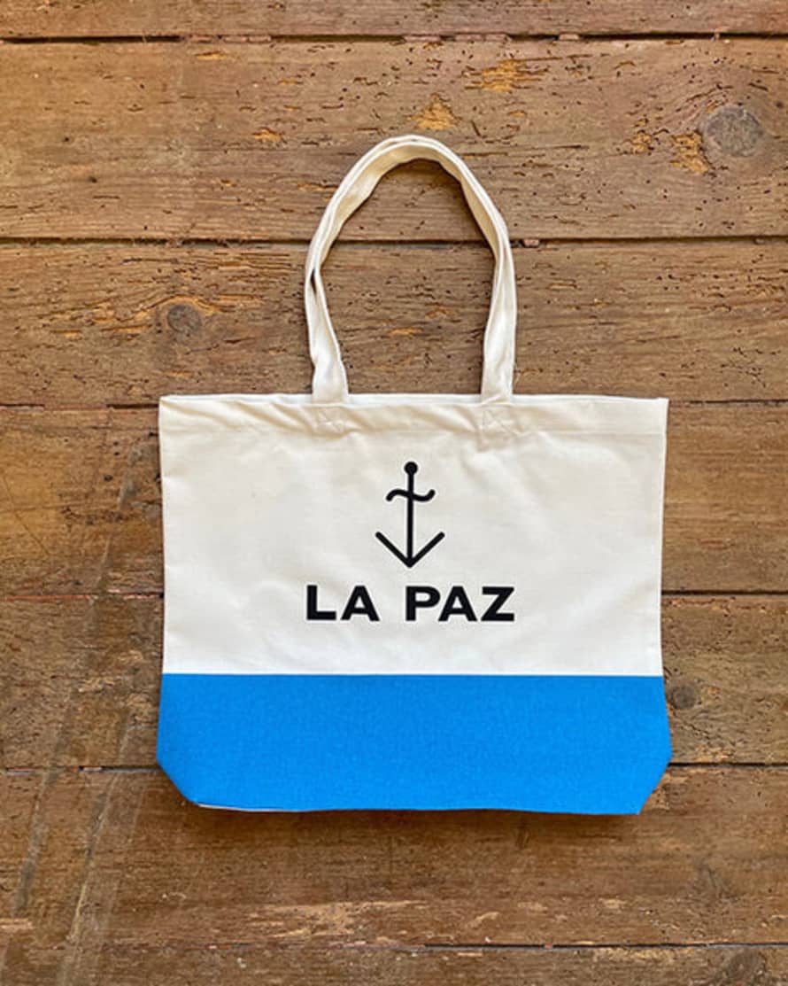 La Paz Ecru/blue Tote Bag