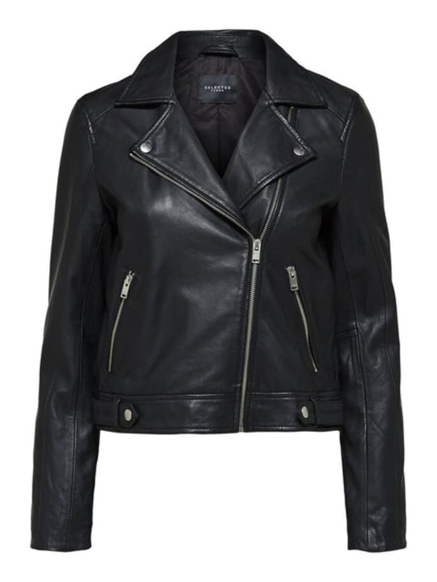 Selected Femme Black Katie Leather Jacket