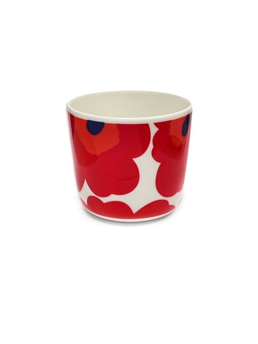 Marimekko Oiva / Unikko coffee cup 2dl / set of 2, without handle, white/ red